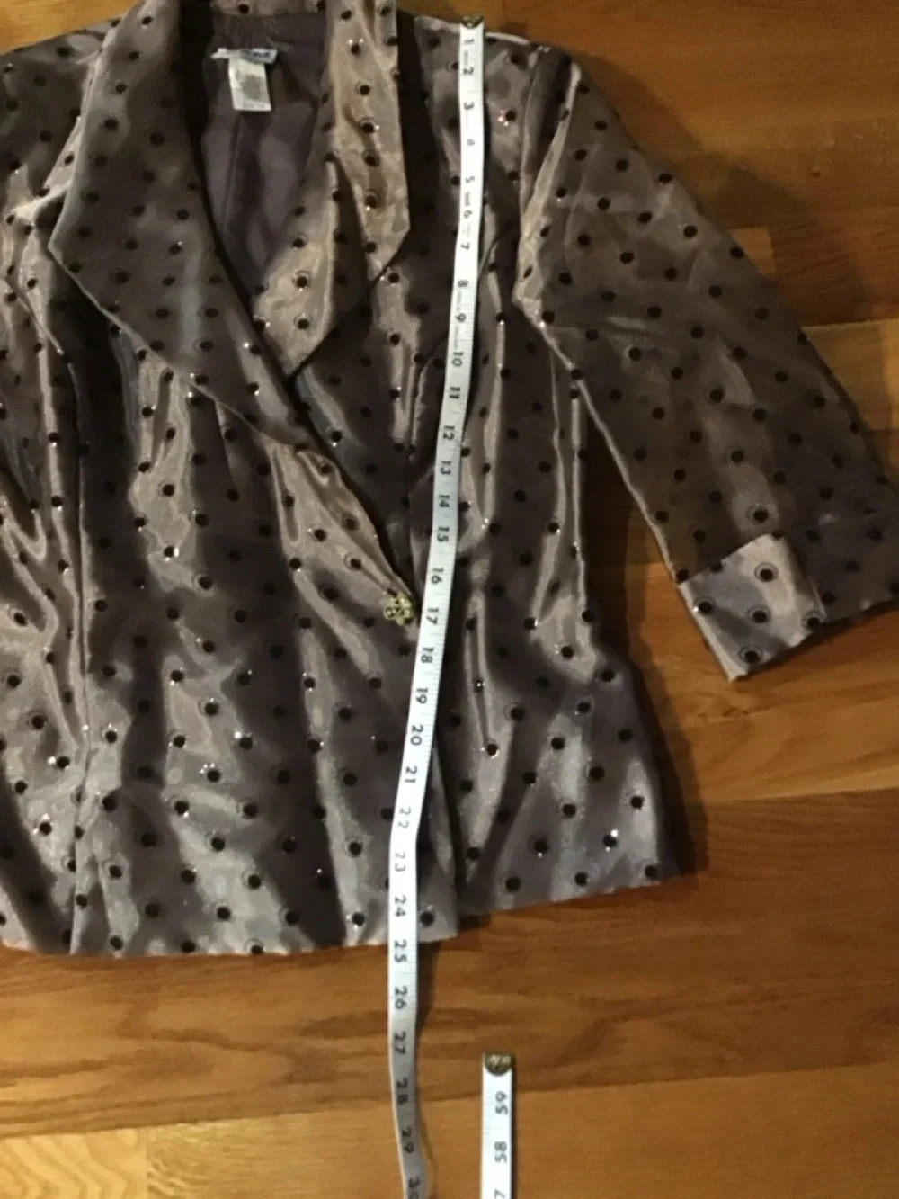 R&M Richards Taupe Satin Polka Dot Blazer dressy size 14